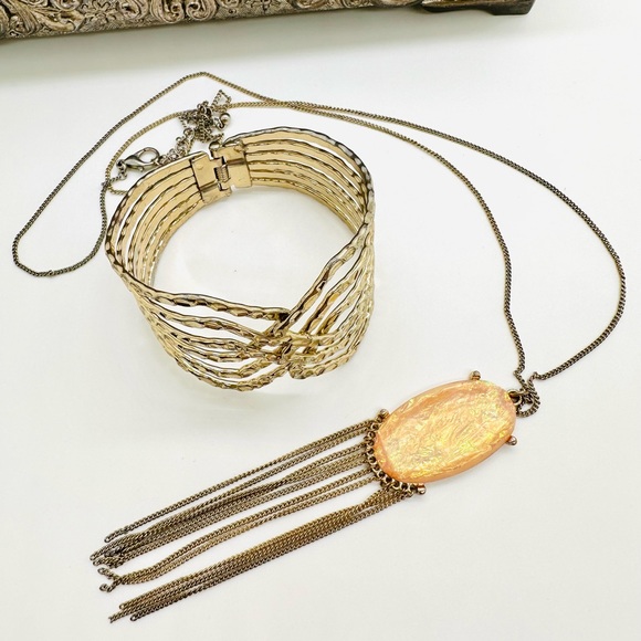 Tassel Iridescent Necklace Bracelet lot - Picture 1 of 17